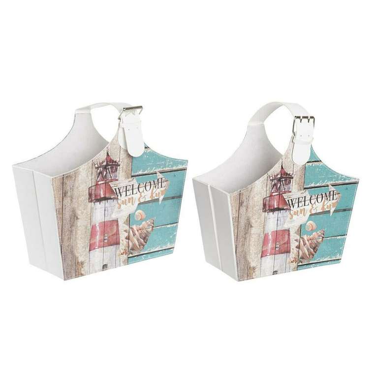 Полка для журналов DKD Home Decor 40 x 18 x 41 cm Разноцветный Картон Средиземноморье (2 штук)