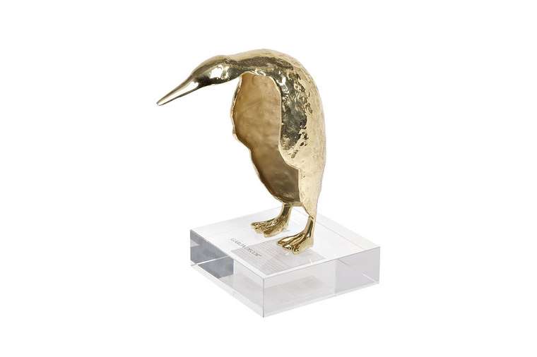 Статуэтка Золотой пингвин из металла и стекла 