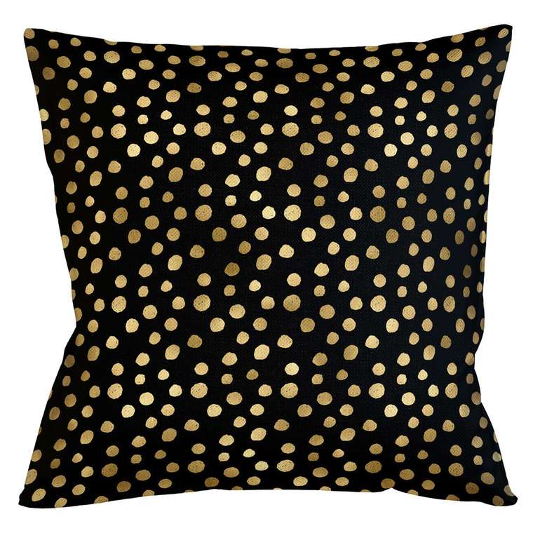 Интерьерная подушка Пятнистая черно-золотого цвета