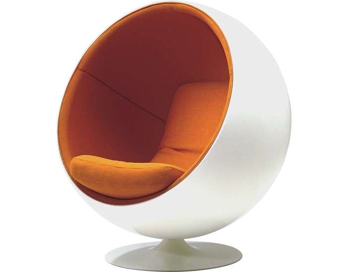 Кресло Eero Ball Chair Бело-оранжевое