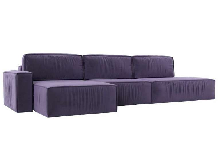 Угловой диван-кровать Прага модерн лонг темно-фиолетового цвета левый угол