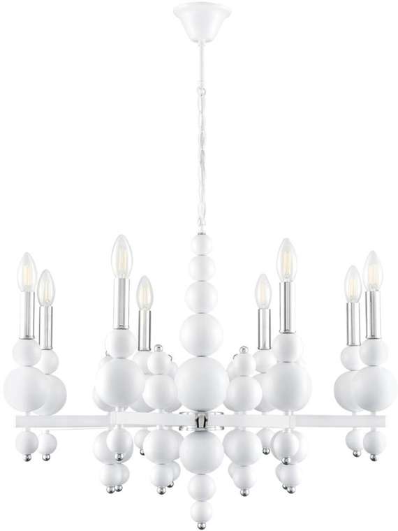 Подвесная люстра для гостиной мощностью 40 вт Lumion Nana 8260/8 белый/хром, металл E14 8*40W 220V в виде свечи