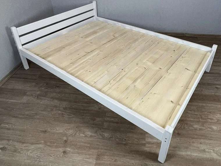 Кровать Классика сосновая сплошное основание 160х200 белого цвета
