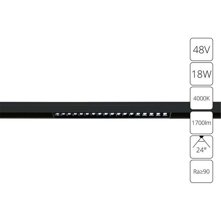 Магнитный трековый светильник Linea черного цвета