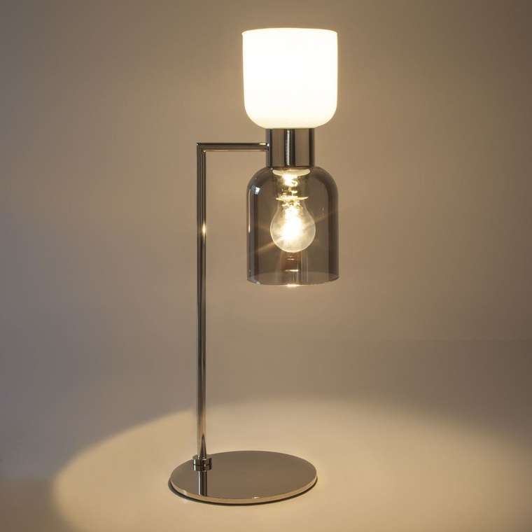 Настольная лампа Tandem со стеклянным плафоном серого цвета