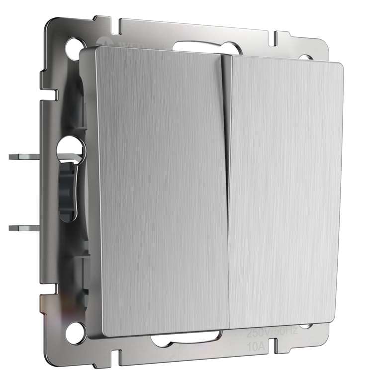 W1120009/ Выключатель двухклавишный (cеребряный рифленый) W1120009 Встраиваемые механизмы серебряный рифленый