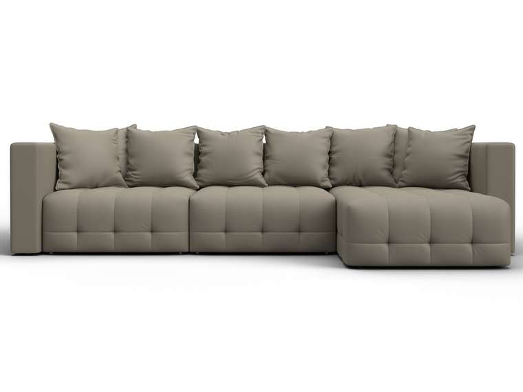 Угловой диван-кровать Лига-052 Лонг бежевого цвета (экокожа)