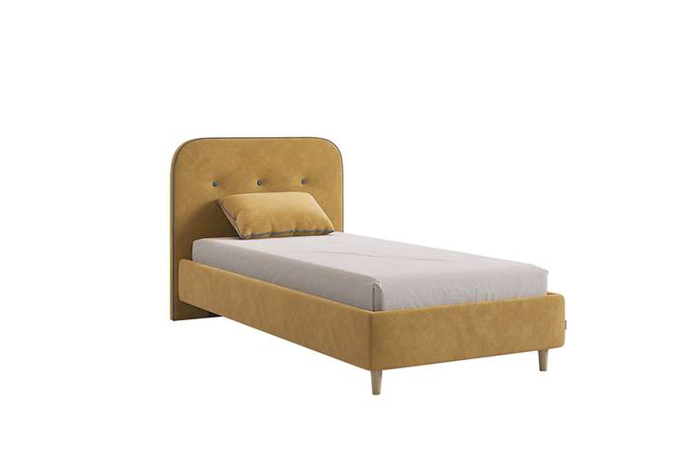 Кровать Лео 90х200 желтого цвета без подъемного механизма