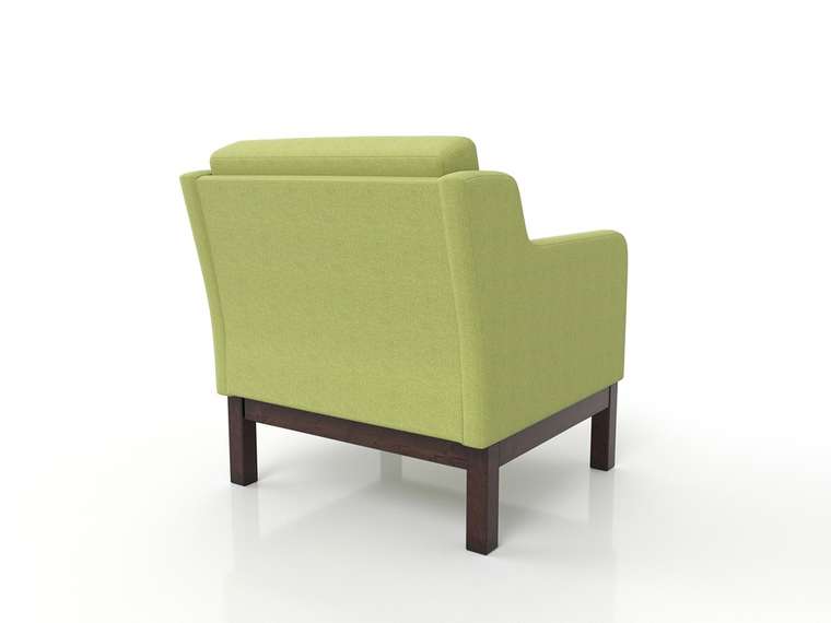 Кресло Айверс из массива сосны с обивкой зеленая рогожка