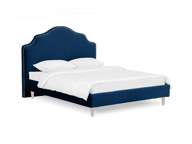 Кровать Queen II Victoria L 160х200 темно-синего цвета с бежевыми ножками