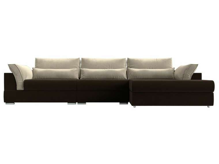 Угловой диван-кровать Пекин Long бежево-коричневого цвета угол правый