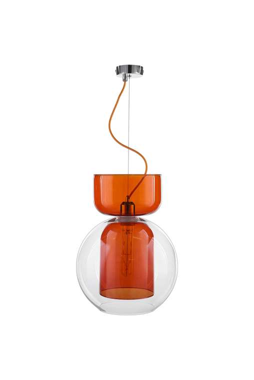 Подвесной светильник Color Bubble с тройным ярко-оранжевым плафоном