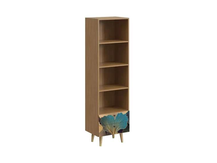 Книжный шкаф Frida с принтом Botanic и деревянными ножками