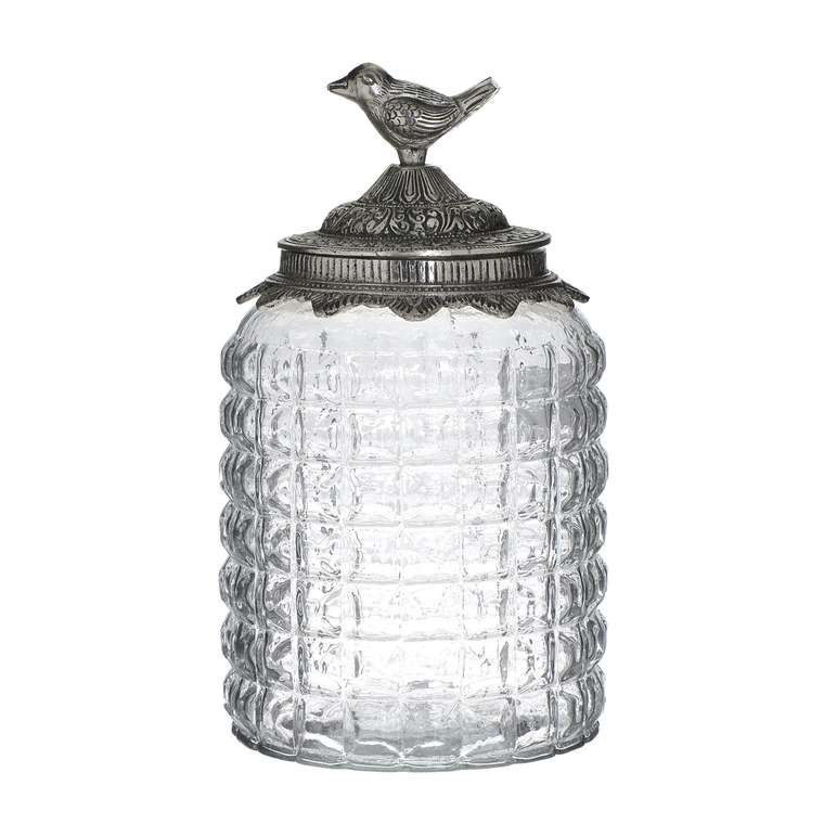 Стеклянная ваза с крышкой из металла 