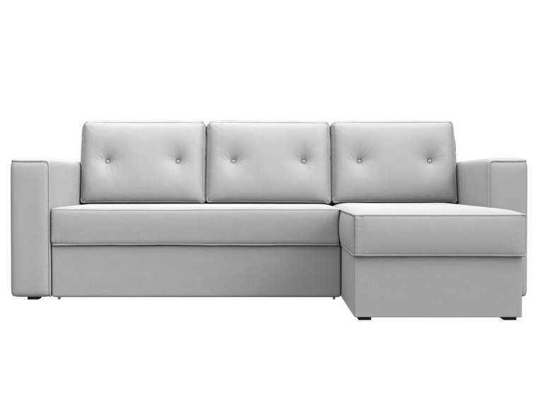 Угловой диван-кровать Принстон белого цвета правый угол (экокожа)