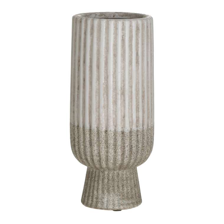 Керамическая ваза бело-бежевого цвета