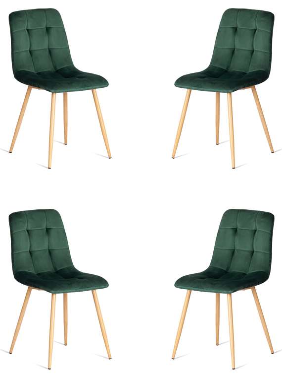 Комплект из четырех стульев Chilly темно-зеленого цвета