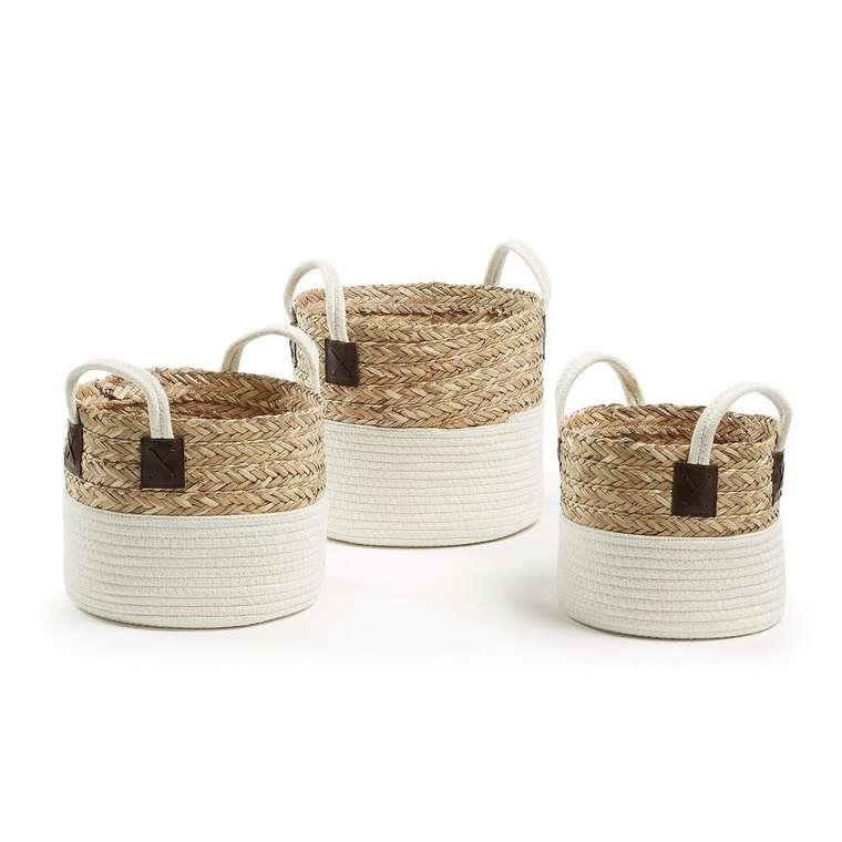 Набор из трех плетеных корзин Kubica из хлопка и натуральных волокон