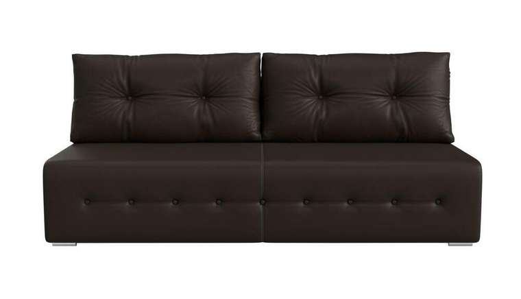 Прямой диван-кровать Лондон темно-коричневого цвета (экокожа)