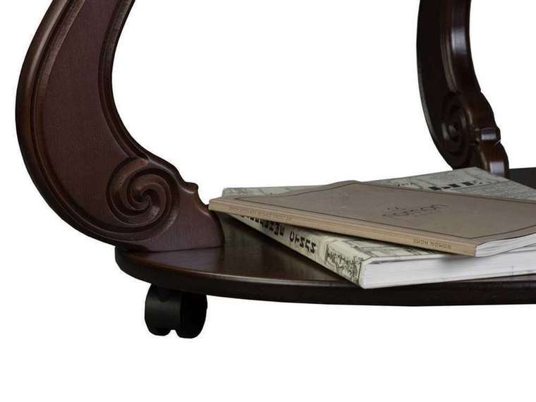 Стол журнальный Овация М темно-коричневого цвета на колесиках