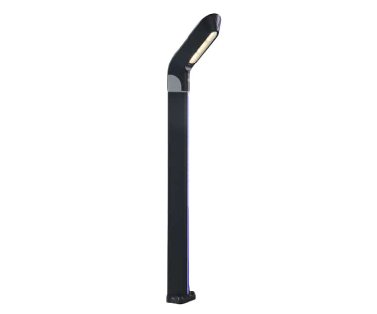 Светильник уличный серый с солнечной батареей w10*24 h80 Led 1,2W (3000K) Декоративная подсветка синий.