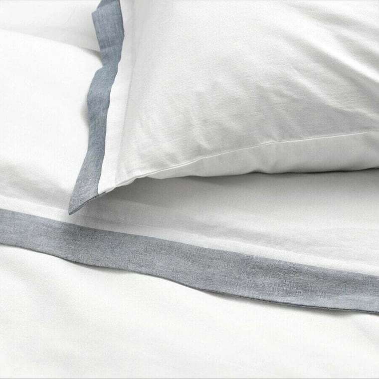Комплект постельного белья, 2 шт., белый/синий, 155х220/80х80 см