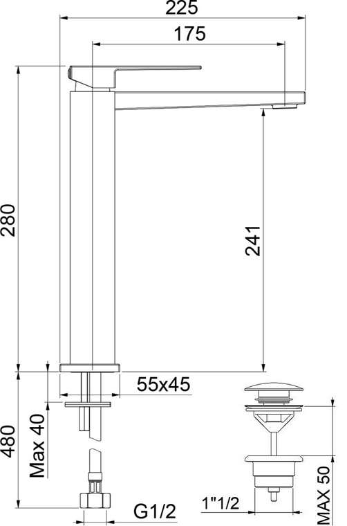 Смеситель для раковины Webert Pegaso PE830402560, черный