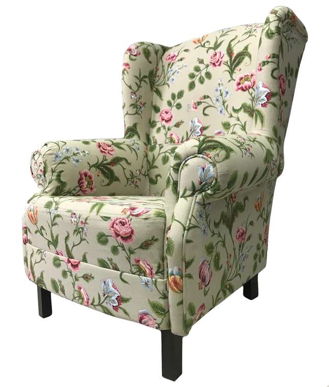 Кресло Розарий светло-серого цвета с цветами