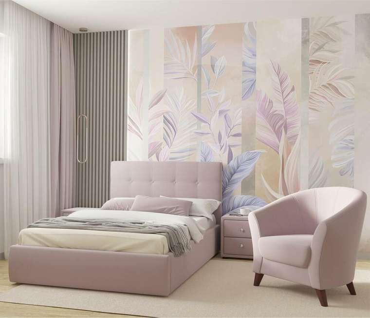 Кровать Selesta 120х200 лилового цвета с подъемным механизмом и матрасом