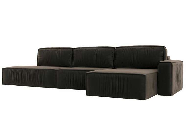 Угловой диван-кровать Прага модерн лонг коричневого цвета правый угол