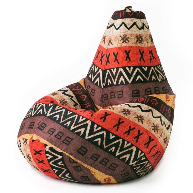 Кресло-мешок груша Африка ХХL-Миди коричнево-оранжевого цвета