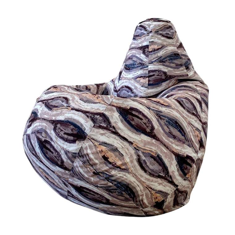 Кресло-мешок Груша Перья XL бежево-коричневого цвета