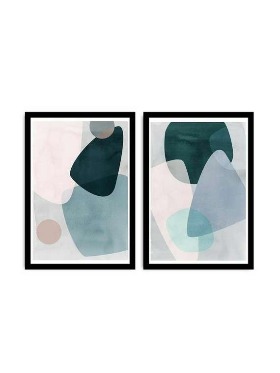 Набор из двух картин Decor 36x51 серо-бирюзового цвета