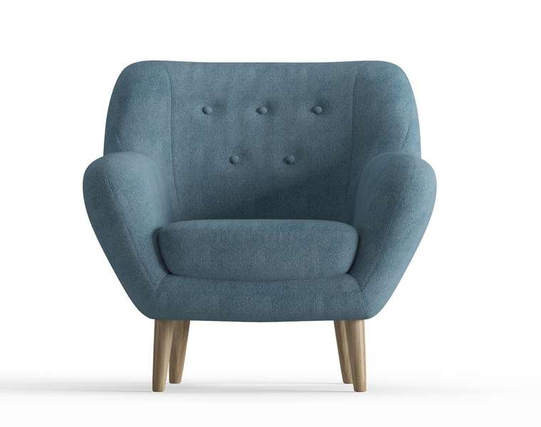 Кресло Cloudy в обивке из велюра светло-синего цвета