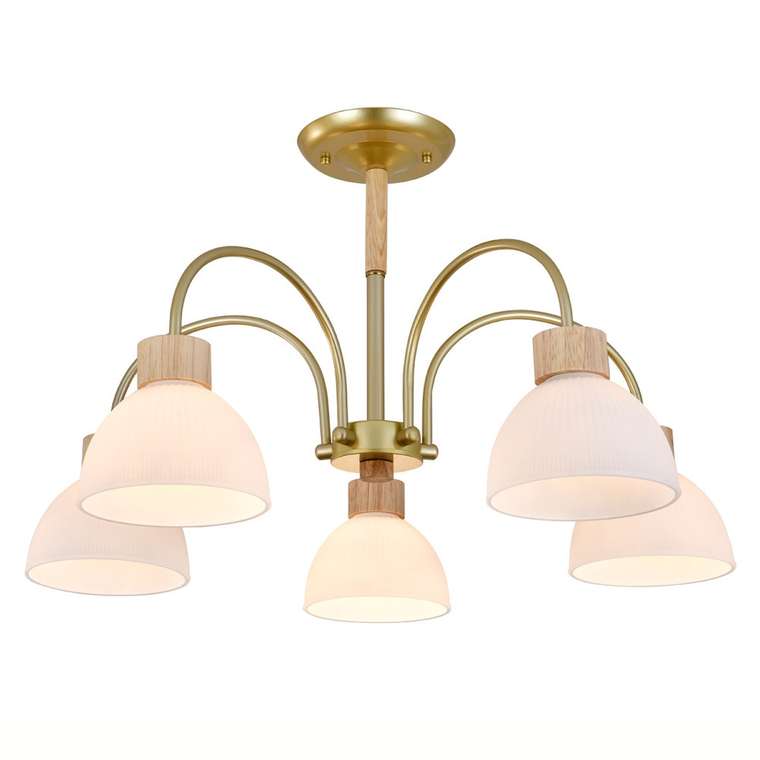 Потолочная люстра на штанге 150005/5R E27*60W Gold/Wood Escada Sade ES0000061