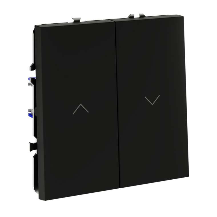 Выключатель встраиваемый VOLTUM S70 для жалюзи 10А, (черный матовый)