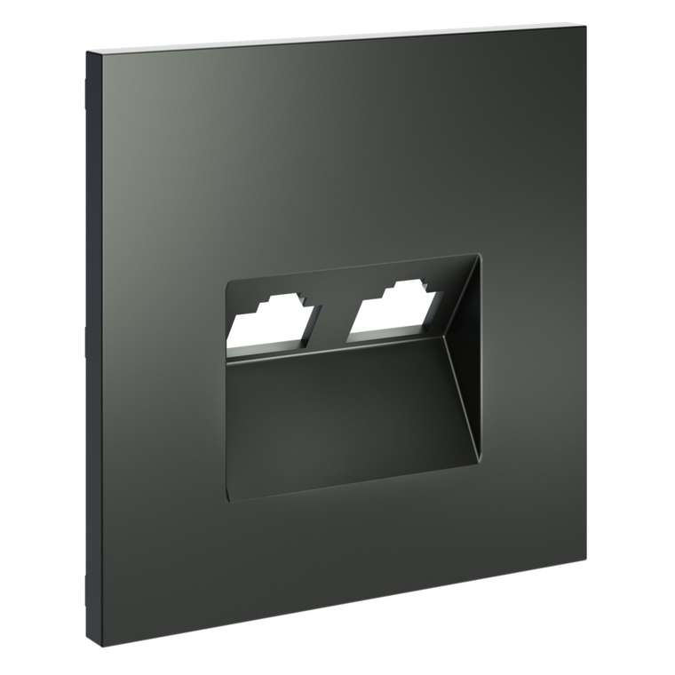 Накладка для розетки компьютерной двойной RJ45+RJ45 кат.6, S70 (титан)