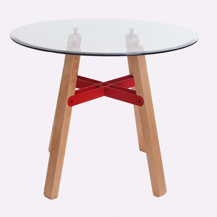 Деревянный обеденный стол "Кристалл" со стеклянной столешницей