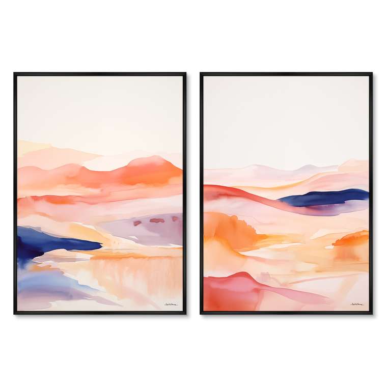 Набор из двух репродукций картин Landscape collection, Spilled   colors, 2024г.