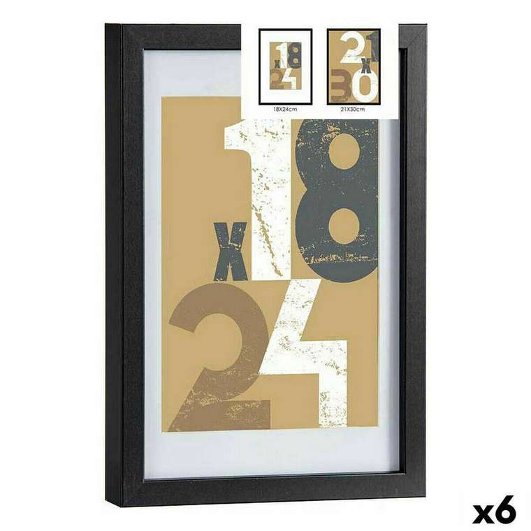 Фоторамка 24 x 2,5 x 32,5 cm Чёрный Cтекло Деревянный MDF (6 штук)