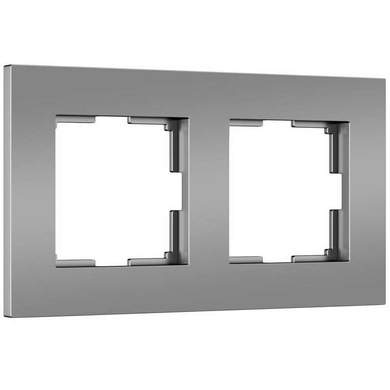 W0022965/ Рамка на 2 поста Slab (серебро матовый) W0022965 Slab серебро матовый