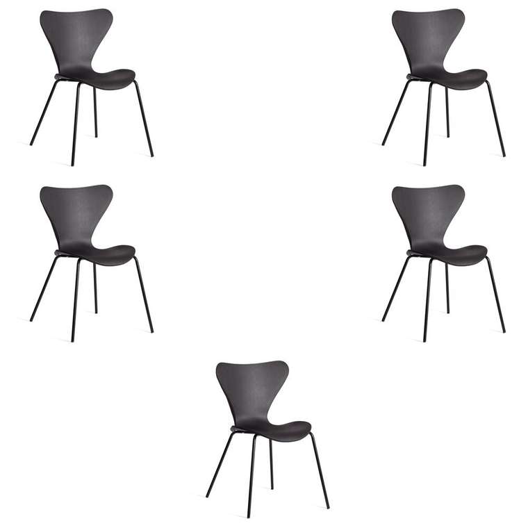 Набор из четырех стульев Jacobsen черного цвета