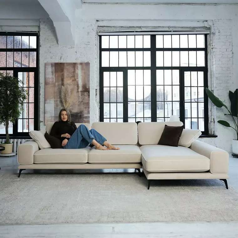 Угловой диван Солнечное побережье ванильного цвета