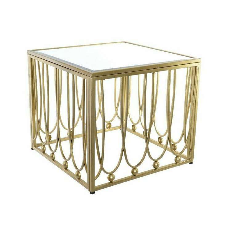 Вспомогательный стол Зеркало Позолоченный Металл MDF (57 x 57 x 52 cm)