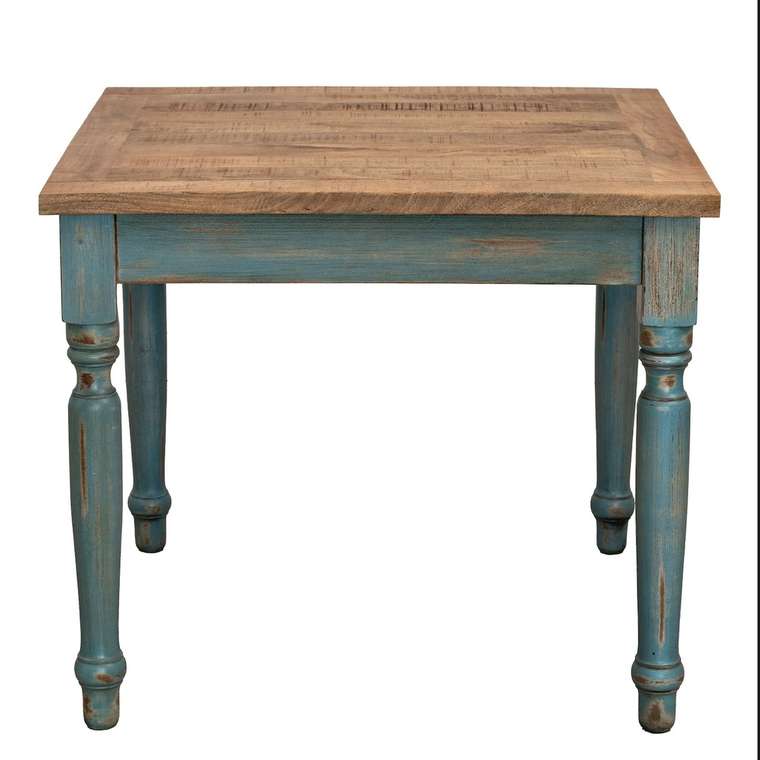 Обеденный стол из массива бежево-синего цвета