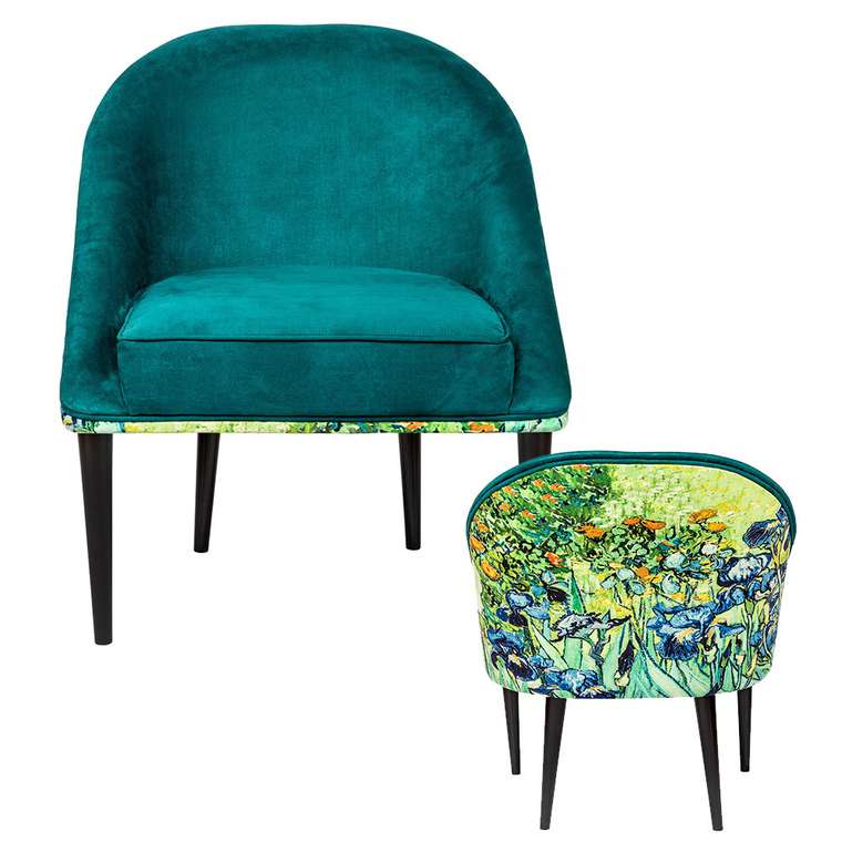 Кресло Ирисы сине-зеленого цвета