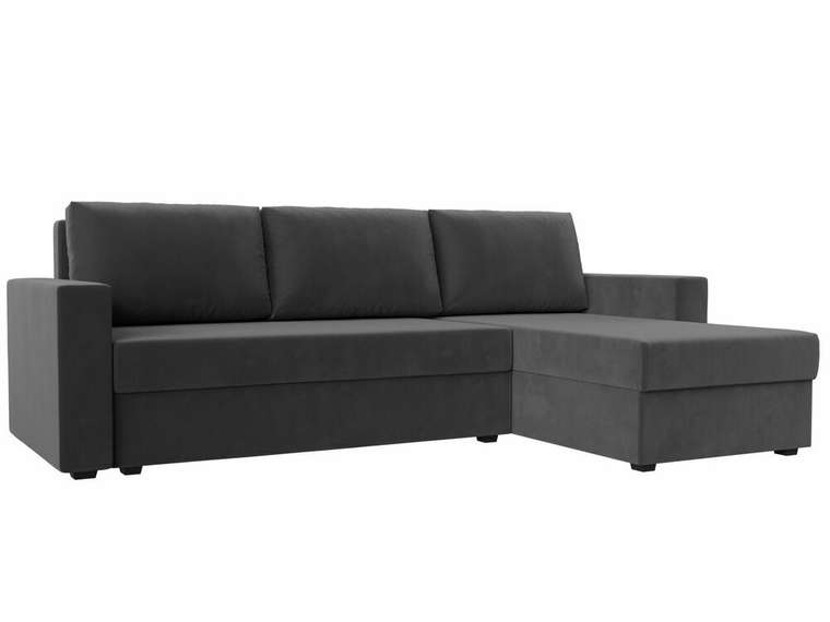 Угловой диван-кровать Траумберг Лайт серого цвета правый угол 