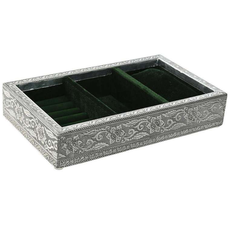 Шкатулка Зеленый Серебристый Деревянный Алюминий 25 x 15 x 5 cm