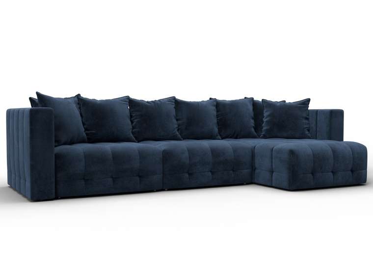 Угловой диван-кровать Лига-052 Лонг темно-синего цвета