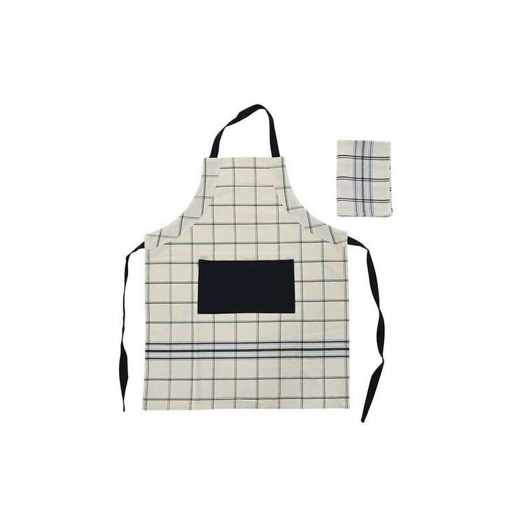 Фартук с карманом DKD Home Decor 70 x 1 x 85 см Чёрный Бежевый Синий Хлопок
